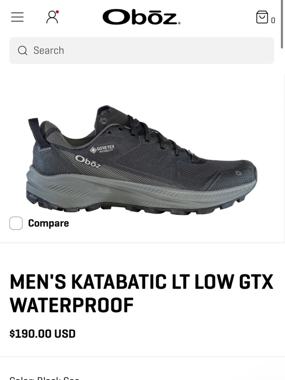 Oboz MEN'S KATABATIC LT LOW GTX WATERPROOF 10.5 US